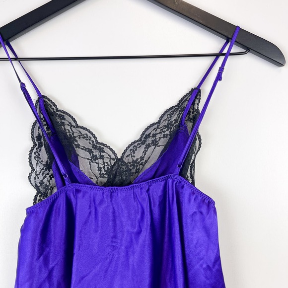 Victoria’s Secret (S) Lace Trim Chemise Slip Purple Blue Mini - Picture 6 of 10